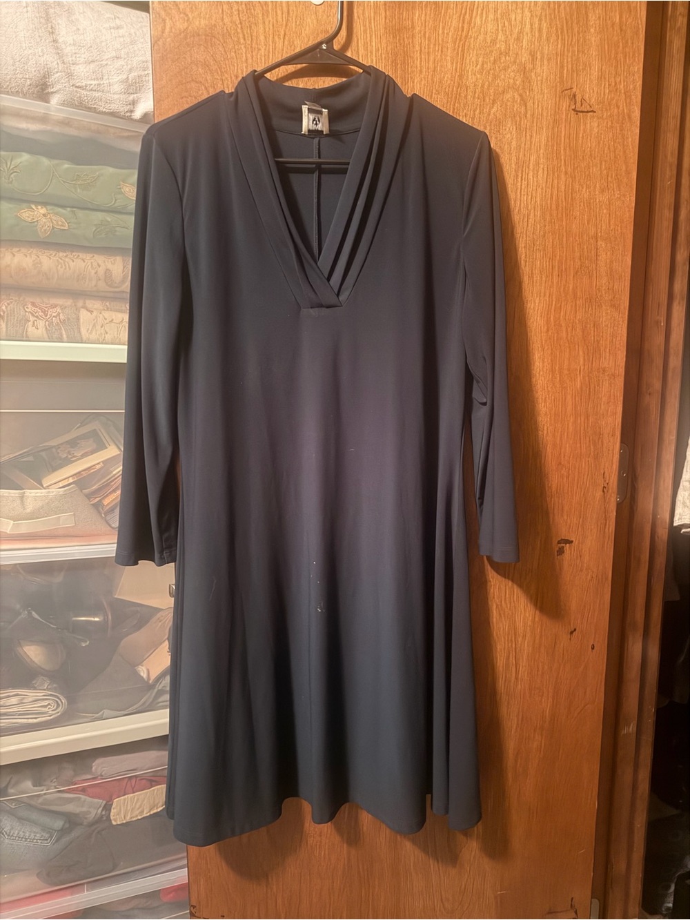 Anne Klein Deep Forest Green V-Neck Fit-and-Flare Dress